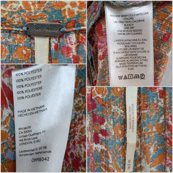 Free People Feeling Groovy Maxi Dress Multicolor Floral Cottagecore Tiered Sz M - Picture 6 of 11